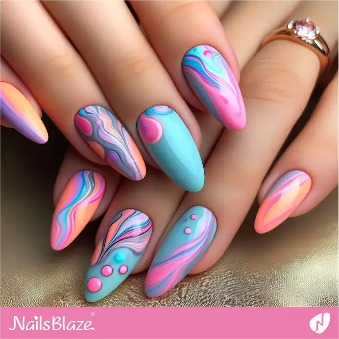 Watercolor Swirl Nail Design | Paint Nail Art - NB2244